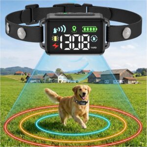 GPS Wireless Dog Collar Fence System, 48H Battery Electric Dog Fence, GNSS Invisible Fence for Dogs Over 15lbs, IPX7 Waterproof, Adjustable 33-1999 Yards, 3 Training Modes for Outdoor