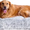 EHEYCIGA Fluffy Dog Crate Bed, Plush Extra Large Dog Pillow, Grey