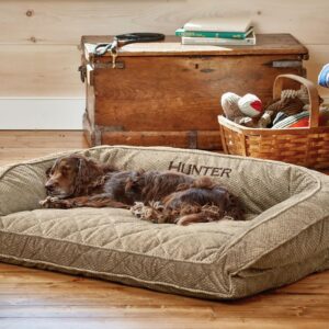 Orvis ComfortFill-Eco Couch Dog Bed – Plush Three-Sided Bolster with ComfortFill-Eco Cushion, Quilted Cover, Zip-Off & Machine Washable, Brown Tweed – Small Orvis ComfortFill-Eco Couch Dog Bed – Plush Three-Sided Bolster with ComfortFill-Eco Cushion, Quilted Cover, Zip-Off & Machine Washable, Brown Tweed – Small