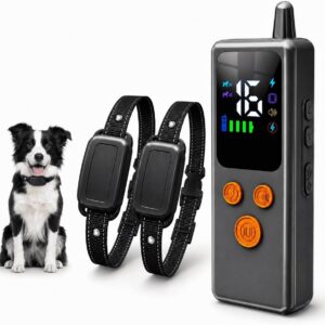 Dog Shock Collar with Remote for 2 Dogs, 5000FT Range Rechargeable Training Collar for 10-120 lbs Small Medium Large Dogs, Beep, Vibration Modes