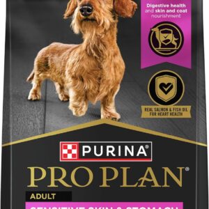 Purina Pro Plan Sensitive Skin and Stomach Dog Food Small Breed, Adult Salmon & Rice Formula – 4 lb. Bag
