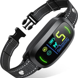 FAFAFROG Dog Bark Collar, Rechargeable Smart Collar, Anti Barking Training Collar with 5 Adjustable Sensitivity Beep Vibration, Bark Collar for Large Medium Small Dogs (Black)