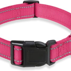 Reflective Dog Collar, Puppy Collar with Buckle Adjustable, Pink S