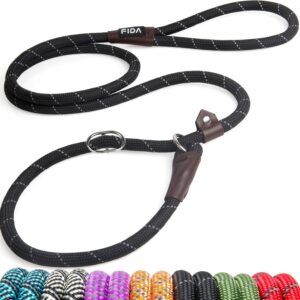 Fida Durable Slip Lead Dog Leash, 6 FT x 1/2″ Dog Training Leash, Black