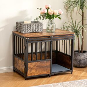 KOOPRO 32 Inch Dog Crate Furniture with Cushion for Large Medium Dogs