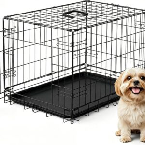 DUMOS Dog Crate 30 Inch, Foldable Puppy Small Medium Dog Cage Pet Kennel