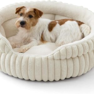 Bedsure ComfyFleece® Washable Cute Small Medium Dog Bed,Round Pet Bed,26in