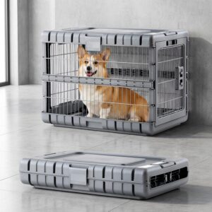 ZOMISIA 28″ L Collapsible Dog Crate for Dogs, Heavy Duty Dog Kennel Indoor