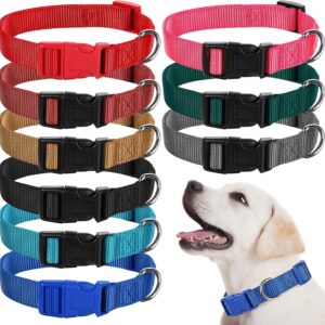 9 Pcs Adjustable Dog Collars Set for Litter, Large, Retro Colors