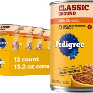 Pedigree Chopped Ground Dinner Wet Dog Food, Chicken, 13.2 oz, 12 Count