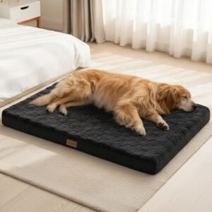 Patas Lague Orthopedic Large Dog Bed Washable Pet Crate Mat 36”X24” Black