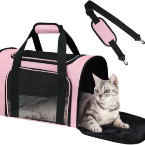 Large Cat Carrier Soft Up to 28 Lbs, Breathable Pet Bag with Steel Frame