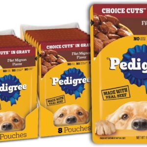 Pedigree Choice Cuts Wet Dog Food Pouch, Filet Mignon, 3.5 oz, 16 Count