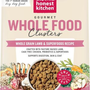 The Honest Kitchen Whole Grain Lamb & Superfoods Whole Food Clusters, Human Grade Dry Dog Food for Adult Dogs, Vet-Recommended Nutritional Support for Skin, Coat, Digestion & Wellness, 4 lb Bag